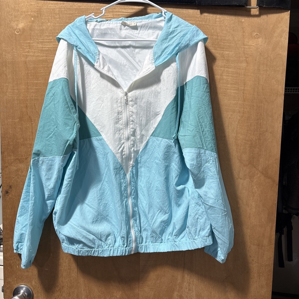And the why Y2K Color block‎ Lined Women's 2X  Hooded Windbreaker